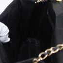 CHANEL Ketten-Schultertasche Leder Schwarz Gold CC Auth 133043-27