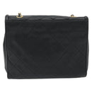CHANEL Ketten-Schultertasche Leder Schwarz Gold CC Auth 133043-3