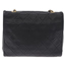 CHANEL Ketten-Schultertasche Leder Schwarz Gold CC Auth 133043-4
