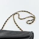 CHANEL Ketten-Schultertasche Leder Schwarz Gold CC Auth 133043-8