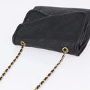 CHANEL Ketten-Schultertasche Leder Schwarz Gold CC Auth 133043-9