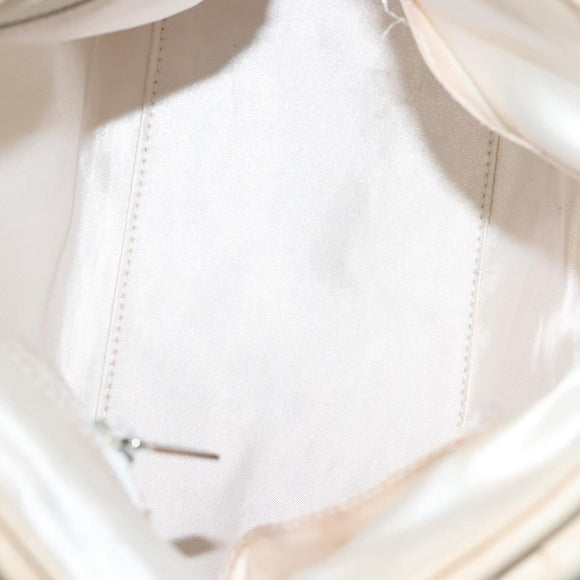 CHANEL Chain Hand Bag Leather White Silver CC Auth 133045