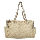 CHANEL Chain Hand Bag Leather White Silver CC Auth 133045-13