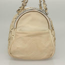 CHANEL Chain Hand Bag Leather White Silver CC Auth 133045-4