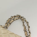 CHANEL Chain Hand Bag Leather White Silver CC Auth 133045-14