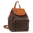 CELINE Macadam Canvas Backpack PVC Leather Brown Gold Auth 133049-1