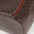 CELINE Macadam Canvas Backpack PVC Leather Brown Gold Auth 133049-17