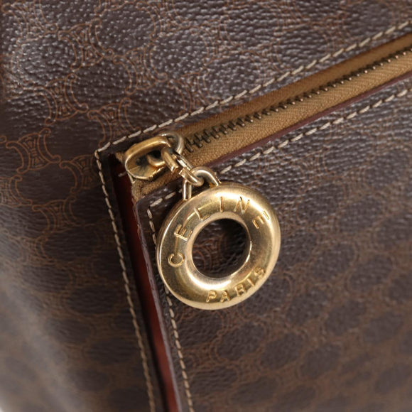 CELINE Macadam Canvas Backpack PVC Leather Brown Gold Auth 133049