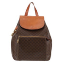 CELINE Macadam Canvas Backpack PVC Leather Brown Gold Auth 133049-13