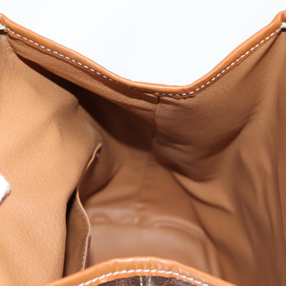 CELINE Macadam Canvas Backpack PVC Leather Brown Gold Auth 133049