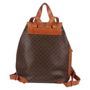 CELINE Macadam Canvas Backpack PVC Leather Brown Gold Auth 133049-2