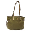PRADA Tote Bag Nylon Khaki Gold Auth 133051-1