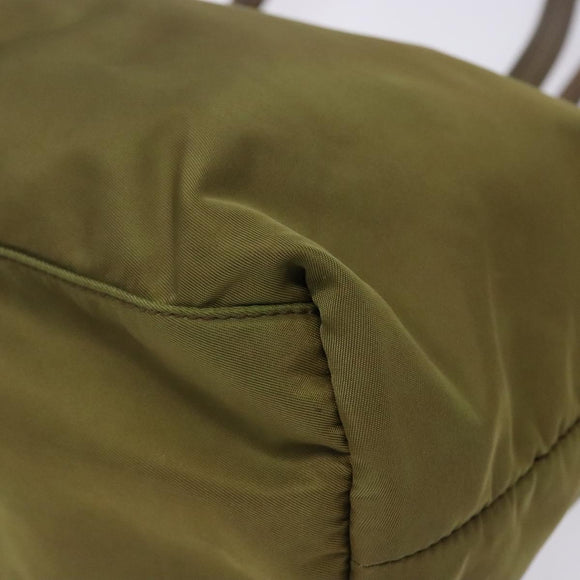PRADA Tote Bag Nylon Khaki Gold Auth 133051