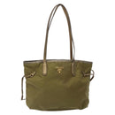PRADA Tote Bag Nylon Khaki Gold Auth 133051-13