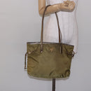 PRADA Tote Bag Nylon Khaki Gold Auth 133051-22