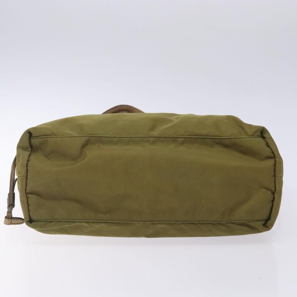 PRADA Tote Bag Nylon Khaki Gold Auth 133051