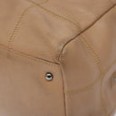 CHANEL Choco Bar Hand Bag Caviar Skin Beige Silver CC Auth 133063-10