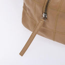 CHANEL Choco Bar Hand Bag Caviar Skin Beige Silver CC Auth 133063-18