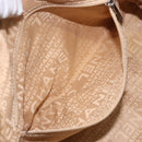 CHANEL Choco Bar Hand Bag Caviar Skin Beige Silver CC Auth 133063-22