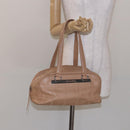 CHANEL Choco Bar Hand Bag Caviar Skin Beige Silver CC Auth 133063-24