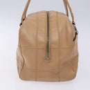 CHANEL Choco Bar Hand Bag Caviar Skin Beige Silver CC Auth 133063-4