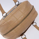 CHANEL Choco Bar Handtasche Caviar Leder Beige Silberfarbene CC Auth 133063-6