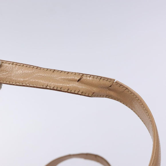 CHANEL Choco Bar Hand Bag Caviar Skin Beige Silver CC Auth 133063