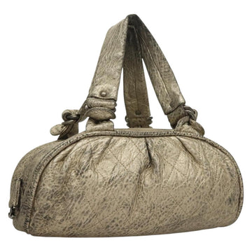 CHANEL Wild Stitch Hand Bag Leather Silver CC Auth 133064