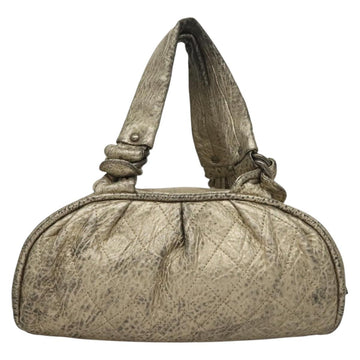 CHANEL Wild Stitch Hand Bag Leather Silver CC Auth 133064 - 0