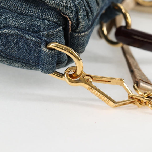 Miu Miu Matelasse Hand Bag Denim 2way Blue Gold Auth 133069