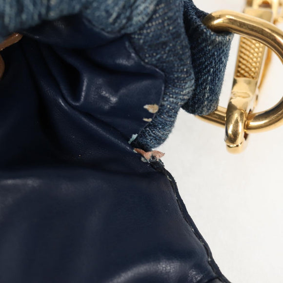 Miu Miu Matelasse Hand Bag Denim 2way Blue Gold Auth 133069
