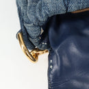 Miu Miu Matelasse Hand Bag Denim 2way Blue Gold Auth 133069-10