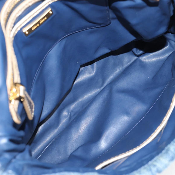 Miu Miu Matelasse Hand Bag Denim 2way Blue Gold Auth 133069
