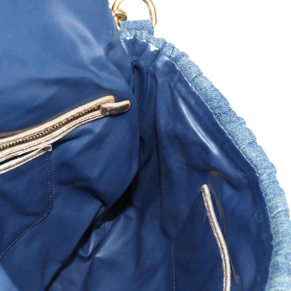Miu Miu Matelasse Hand Bag Denim 2way Blue Gold Auth 133069
