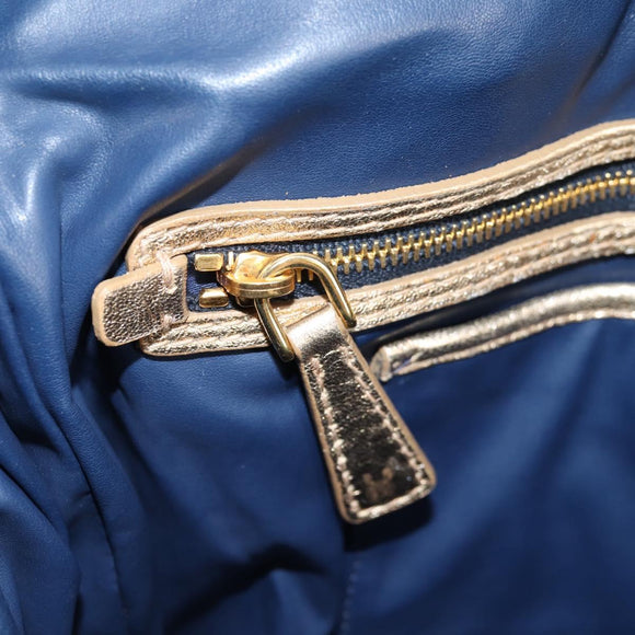 Miu Miu Matelasse Hand Bag Denim 2way Blue Gold Auth 133069