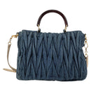 Miu Miu Matelasse Hand Bag Denim 2way Blue Gold Auth 133069-2