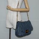 Miu Miu Matelasse Hand Bag Denim 2way Blue Gold Auth 133069-30