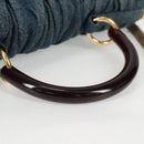 Miu Miu Matelasse Hand Bag Denim 2way Blue Gold Auth 133069-7