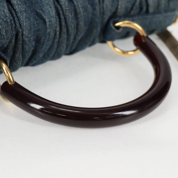 Miu Miu Matelasse Hand Bag Denim 2way Blue Gold Auth 133069