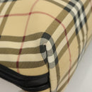 BURBERRY Nova Check Hand Bag PVC 2way Beige Silver Auth 133082-14