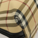 BURBERRY Nova Check Hand Bag PVC 2way Beige Silver Auth 133082-16