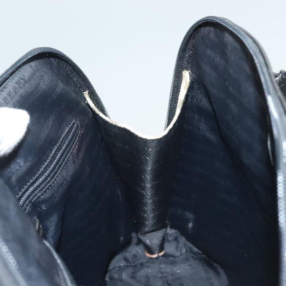 BURBERRY Nova Check Hand Bag PVC 2way Beige Silver Auth 133082