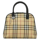BURBERRY Nova Check Hand Bag PVC 2way Beige Silver Auth 133082-13