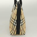 BURBERRY Nova Check Hand Bag PVC 2way Beige Silver Auth 133082-3