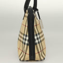 BURBERRY Nova Check Hand Bag PVC 2way Beige Silver Auth 133082-4