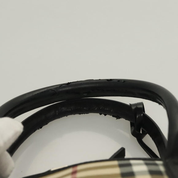 BURBERRY Nova Check Hand Bag PVC 2way Beige Silver Auth 133082