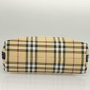 BURBERRY Nova Check Hand Bag PVC 2way Beige Silver Auth 133082-5
