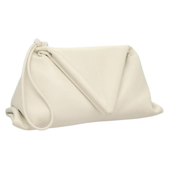 BOTTEGA VENETA Clutch Bag Leather White Auth 133083