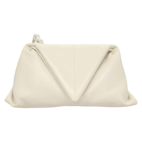 BOTTEGA VENETA Clutch Bag Leather White Auth 133083