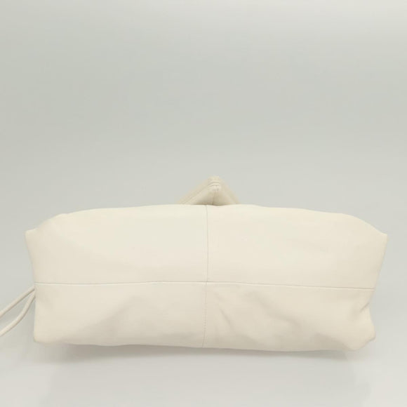 BOTTEGA VENETA Clutch Bag Leather White Auth 133083